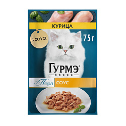 GOURMET PERLE (Гурмэ Перл) влажный корм для взрослых кошек роскошный соус с курицей 75 г