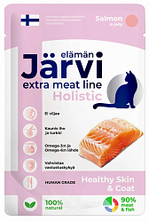 Jarvi (Ярви) Extra meat влажный корм для кошек для красоты кожи и шерсти лосось в желе, 85 г