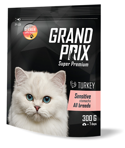 GRAND PRIX CAT Sensitive сухой корм для привередливых кошек с индейкой 0,3 кг