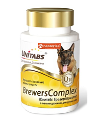 Unitabs BreversComplex с Q10 с пив.дрожжами для крупных собак100 таб. U202 (Неотерика)