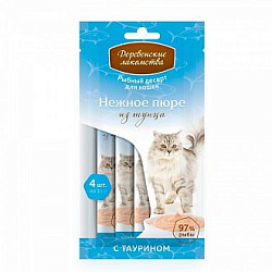 Деревенские лакомства Нежное пюре из тунца для кошек 4*10 г 72590850