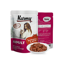 KARMY Adult влажный корм для кошек старше 1 года телятина в желе 80 г