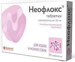 Неофлокс для кошек и мелких собак 10 таблеток в упаковке Неотерика