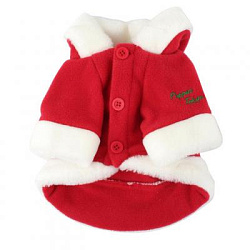 PUPPIA Куртка для собак с капюшоном новогодняя "Santa", красная, 3L, 48см (Южная Корея)