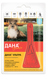 Дана Ультра капли от клещей и блох для собак 10-20 кг 1 пипетка*1,6 мл, Апиценна