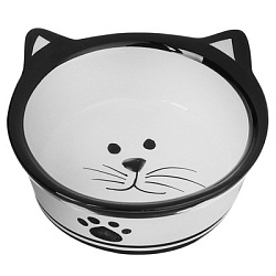 Миска керамическая "Подмигивающий кот" 150мл бело-черная арт.2324196 Sima