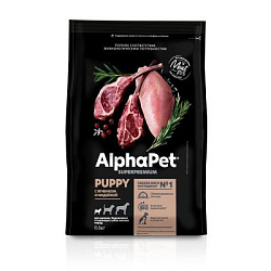 ALPHAPET (АльфаПет) сухой корм для щенков, берем/кормящих собак мелких пород ягнёнок/индейка 500 г