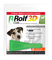 Rolf Club 3D (Рольф Клуб 3D)  капли от клещей и блох для собак от 4 -10 кг, Неотерика