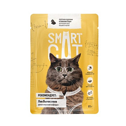 Smart Cat влажный корм для кошек и котят кусочки курочки в нежном соусе 85 гр