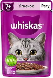 WHISKAS® (Вискас) влажный корм для кошек 7+ рагу с ягненком, 75 г пауч 10233293