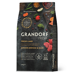 Grandorf (Грандорф) Fresh Свежее мясо ягненка с бататом для юниоров средних и крупных пород 10 кг