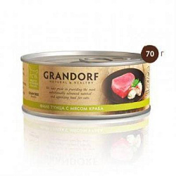 Grandorf Консервы для кошек филе тунца + мясо краба, 70 г