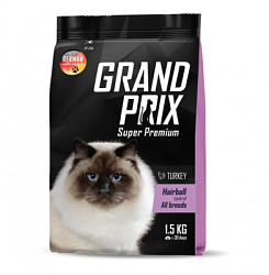 GRAND PRIX CAT Hairball Control сухой корм для кошек для выведения шерсти с индейкой 1,5 кг