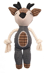Pet-it игрушка для собак, серия Oxford, мягкий Олененок с канатом и пищалкой, 9x46.5 см 27681