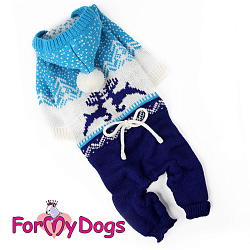 FOR MY DOG Костюм вязаный "Олени" синий (10-12) FW834-2019 B
