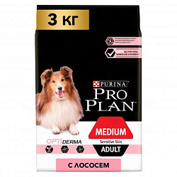 PROPLAN ADULT MEDIUM Sensitive Skin для взр.собак сред.пород лосось 3 кг PR12272211