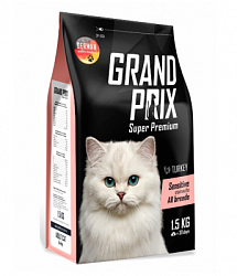 GRAND PRIX CAT Sensitive Сухой корм для привередливых кошек с индейкой 1,5 кг+200гр
