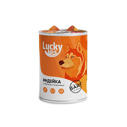 Lucky bits (Лаки Битс) влажный корм для собак с 6 месяцев с индейкой, яблоком и морковью, 400 г