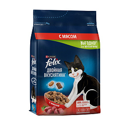 FELIX (Феликс) корм сухой для взрослых кошек Двойная Вкуснятина Мясо 3 кг