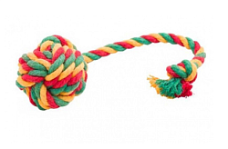 Игрушка для мелких пород Мяч канатный DL малый желто-зеленый-красный, Доглайк