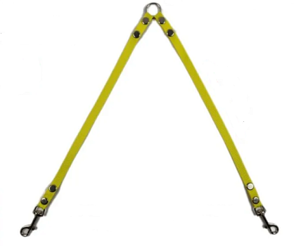 Поводок-сворка для двух собак нейлон 40 см х 15мм (Желтый)