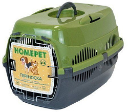 Переноска для животных средняя оливково-серая 49х33х32 см HOMEPET 78855
