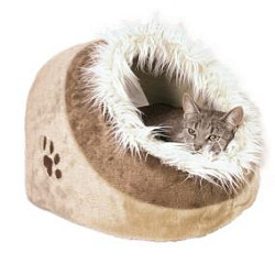 Лежак-пещера "Minou" 41*30*50 см, плюш, беж/корич с рис.лапка, 36282 Trixie