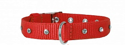 Ошейник "Dog Extreme" нейлоновый двойной со стразами ( ш. 20мм, дл. 30-*40 см) красный 67073