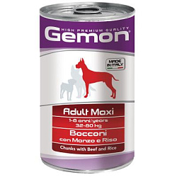 Gemon Dog Maxi консервы для собак крупных пород кусочки говядины с рисом 1250г 70387903