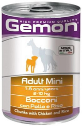 Gemon Dog Mini консервы для собак мелких пород кусочки курицы с рисом 415 гр