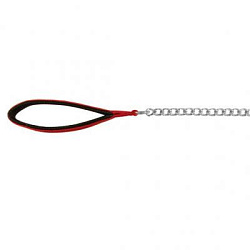 Поводок-цепь металл 110 см/4 мм снейлон ручкой, красный 14033 Trixie