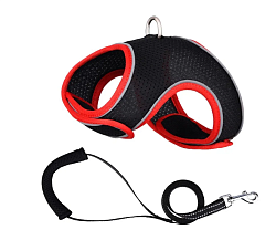 Мягкая шлейка-жилетка + поводок L (36-45) PerseiLine ЧЕРНЫЙ