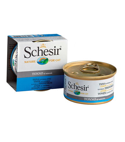 Schesir консервы для кошек тунец в собственном соку 85 г 60441
