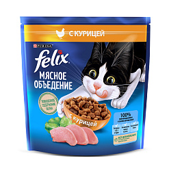 FELIX (Феликс) корм сухой для взрослых кошек Мясное Объедение с курицей 600 г