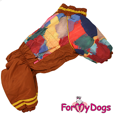 FOR MY DOGS Комбинезон утепленный коричневый для мальчиков размер спины 30 см, грудь 50 см