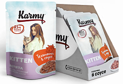 KARMY Kitten влажный корм для котят до 1 года телятина в соусе 80 г