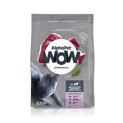 ALPHAPET (АльфаПет) WOW сухой корм для взрослых домашних кошек и котов Утка/Потрошки 350 гр