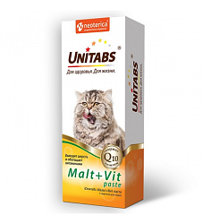 Unitabs (Юнитабс) Мальт+Вит паста для вывода шерсти с витаминами для кошек 120 мл, Неотерика