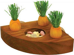 ROSEWOOD Игрушка для грызунов деревянная "Кормушка с морковками", коричневая, 12х12см												