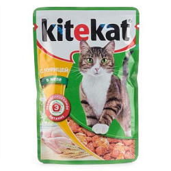 Kitekat (Китекат) влажный корм для кошек с курицей в желе, 85 г. пауч 10151304