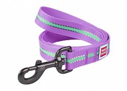 Поводок для собак нейлоновый WAUDOG Nylon, светящийся/светоотражающий, Ш 20 мм, Дл 122 см фиолетовый