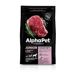 ALPHAPET (АльфаПет) сухой корм для юниоров, крупных пород с 6 мес. до 1,5г гов/рис (развес)