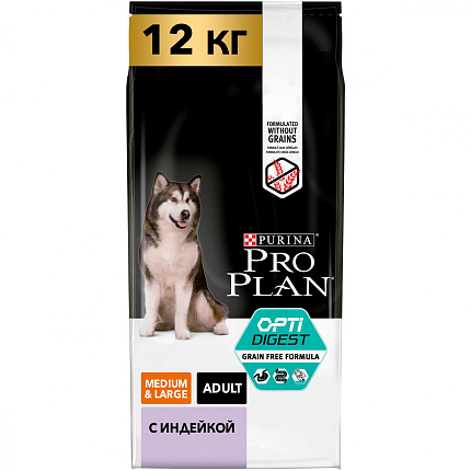 PROPLAN Medium SENSITIVE д/собак средних пород с чув.пищ.индейка 12 кг