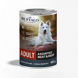 Mr.Buffalo  ADULT консервы для собак, Мясное ассорти с говядиной, 400гр.
