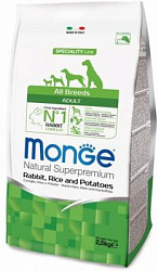 Monge Dog Speciality для взрослых собак всех пород с кроликом 2,5 кг 70011143