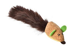 Pet-it игрушка для кошек мягкая Мышка Муся с пушистым хвостом, с мятой,  5x26 см